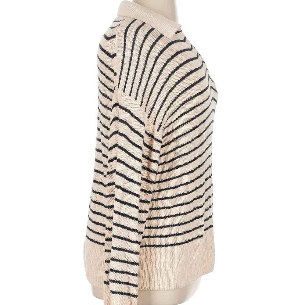 NWT J. Crew Relaxed Cotton Collared Sweater in Stripe - Size XL​ - Picture 6 of 10